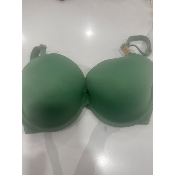 Green Push-Up Bra Adjustable Straps Lightly Padded Underwire Support Size 32DD - Picture 1 of 7